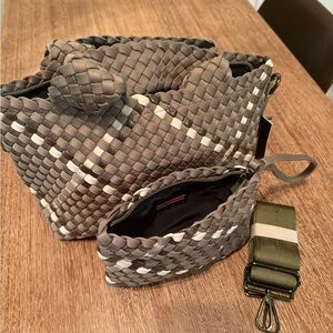 Haute Shore Mark Sage Green woven tote and crossbody pouch NWT